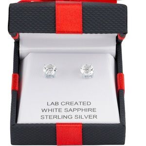 Princess cut lab created white sapphire stud earrings in sterling silver 25cttw